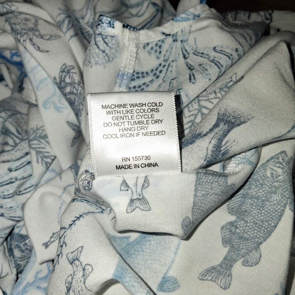 Jane + Delancey Womens Blue Sea Life Print Rayon Button Down Shirt Size Medium - Picture 5 of 16